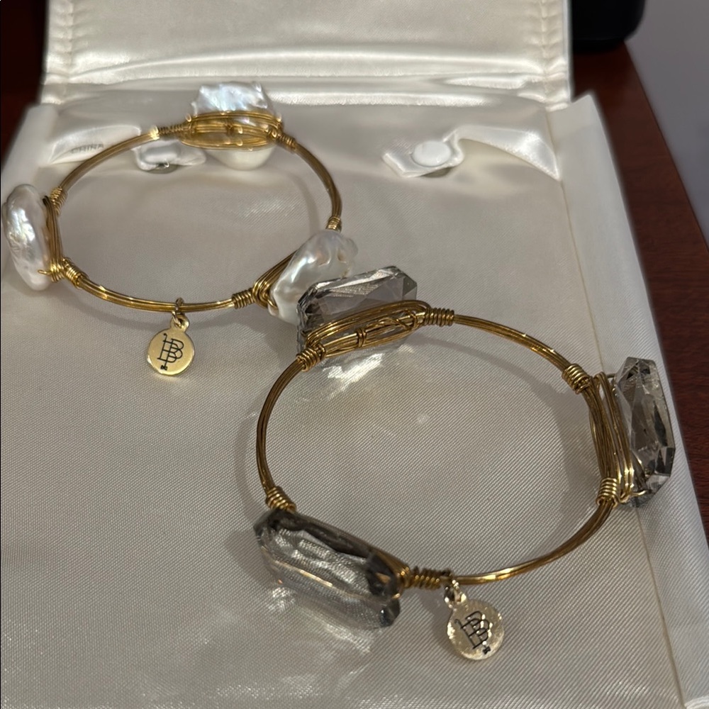 Gold and Clear Stone Bangle Set